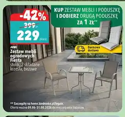 Biedronka Zestaw mebli ogrodowych Jumi Fiesta stolik, 2 składane krzesła, beżowe oferta
