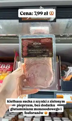 Biedronka Kiełbasa sucha z szynki z zielonym pieprzem Kraina Wędlin Select oferta