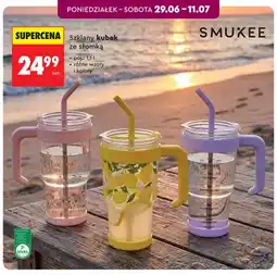 Biedronka Szklany kubek ze słomką Smukee oferta