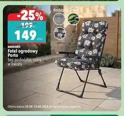 Biedronka Fotel ogrodowy Gardenic Porto bez podnóżka, szary w kwiaty oferta