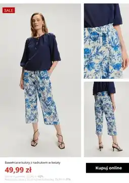 Greenpoint Spodnie kuloty bawełniane Greenpoint z nadrukiem w kwiaty oferta