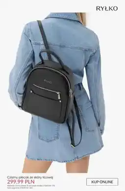 Ryłko Plecak czarny ze skóry licowej Ryłko oferta