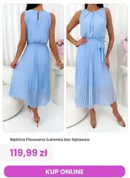 Modna Kiecka Sukienka plisowana bez rękawów błękitna ModnaKiecka.pl oferta