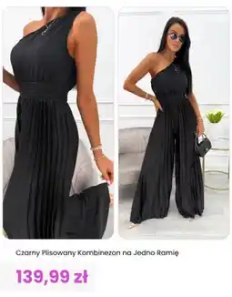 Modna Kiecka Kombinezon damski czarny plisowany na jedno ramię ModnaKiecka.pl oferta