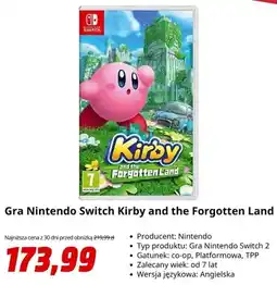 Media Markt Gra Nintendo Switch Kirby and the Forgotten Land oferta