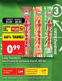 Biedronka Lody Świderki waniliowe w polewie Koral oferta