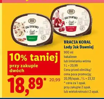 Lidl Lody Jak Dawniej śmietanka-wiśnia Bracia Koral oferta
