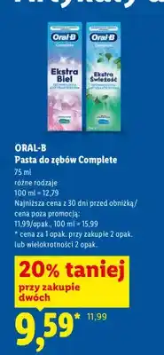 Lidl Pasta do zębów Oral-B Complete Ekstra Biel oferta