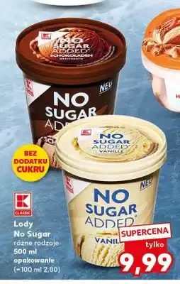 Kaufland Lody No Sugar Added Czekoladowe K-Classic oferta