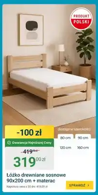 ERLI Łóżko drewniane sosnowe + materac oferta