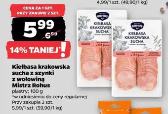 Netto Kiełbasa krakowska sucha z szynki z wołowiną Mistrz Rohus oferta