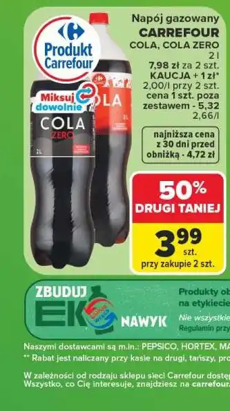 Carrefour Napój gazowany Carrefour Cola, Cola Zero oferta