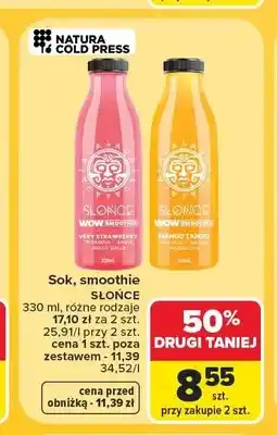 Carrefour Sok smoothie Słońce Very Strawberry truskawka banan jagody maqui oferta