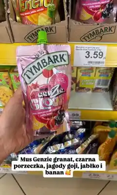 Dino Mus Tymbark Genzie Glow granat, czarna porzeczka, jagody goji, jabłko, banan oferta