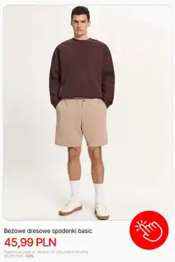 Cropp Spodenki dresowe Cropp beżowe basic oferta
