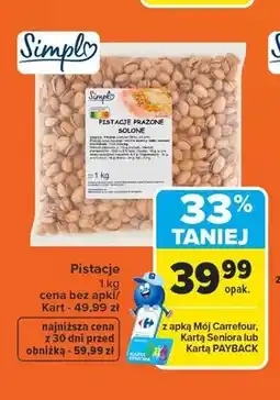 Carrefour Pistacje prażone solone Simply oferta
