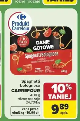 Carrefour Danie gotowe Spaghetti Bolognese Carrefour oferta