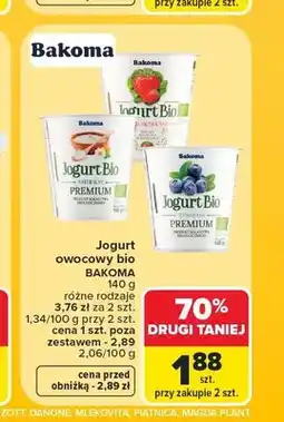 Carrefour Jogurt owocowy bio Bakoma jagodowy oferta