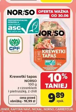Carrefour Krewetki tapas z czosnkiem i pietruszką Norso oferta