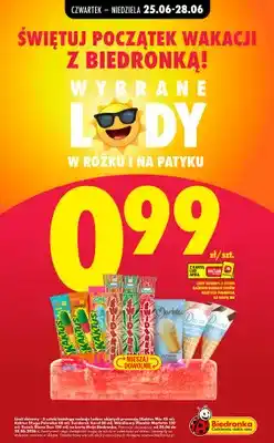 Biedronka Lody w rożku i na patyku oferta