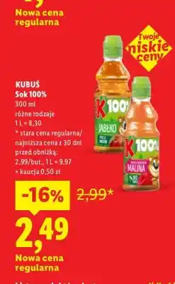 Lidl Sok 100% Kubuś jabłko oferta