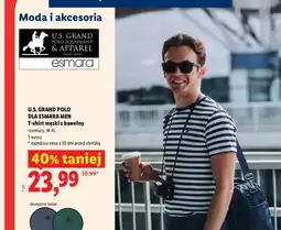 Lidl T-shirt męski z bawełny U.S. Grand Polo dla Esmara Men oferta