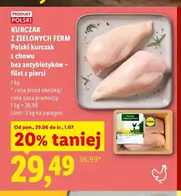 Lidl Filet z piersi kurczaka z chowu bez antybiotyków Zielonych Ferm oferta
