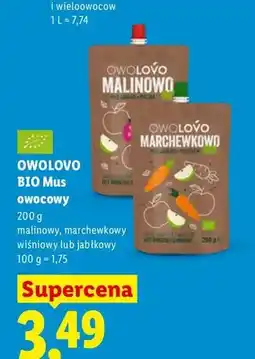 Lidl Mus owocowy Owolovo BIO malinowy oferta