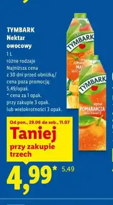 Lidl Nektar owocowy Tymbark pomarańcza oferta