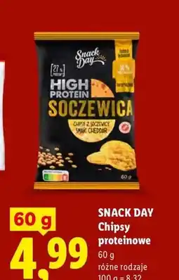 Lidl Chipsy proteinowe z soczewicy o smaku cheddar Snack Day oferta