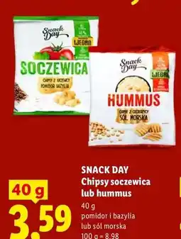 Lidl Chipsy z soczewicy pomidor i bazylia Snack Day oferta