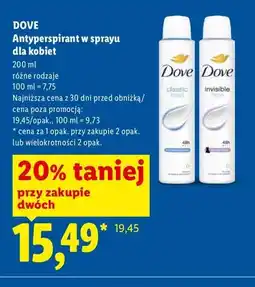Lidl Antyperspirant w sprayu Dove Classic Fresh oferta