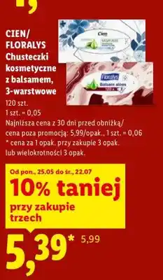 Lidl Chusteczki kosmetyczne z balsamem 3-warstwowe Cien oferta