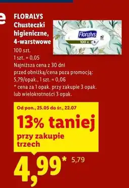 Lidl Chusteczki higieniczne 4-warstwowe Floralys oferta