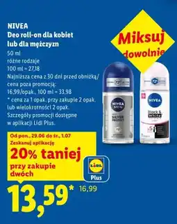 Lidl Dezodorant roll-on Nivea Black & White Invisible Clear oferta