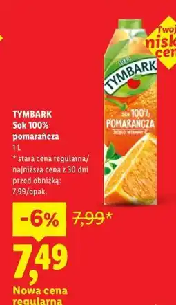 Lidl Tymbark Sok 100% pomarańcza oferta