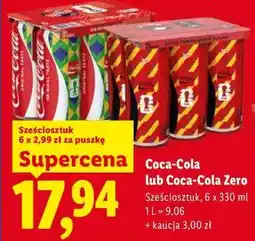 Lidl Coca-Cola lub Coca-Cola Zero, sześciosztuk oferta