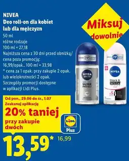 Lidl NIVEA Deo roll-on dla kobiet lub dla mężczyzn oferta