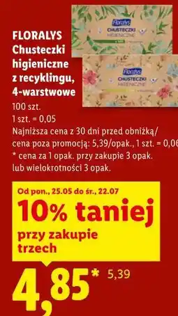 Lidl Floralys Chusteczki higieniczne z recyklingu, 4-warstwowe oferta
