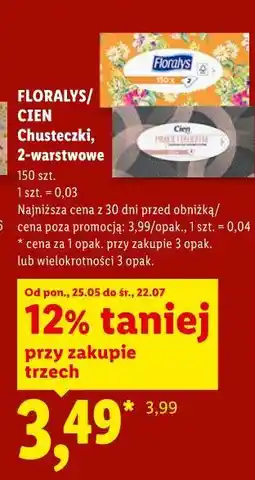 Lidl Floralys/Cien Chusteczki, 2-warstwowe oferta