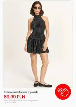 Cropp Czarna sukienka mini w groszki oferta