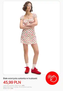 Cropp Biała wzorzysta sukienka w truskawki oferta