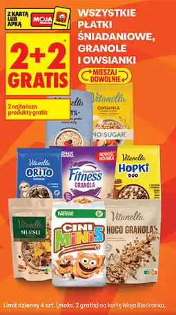 Biedronka Wszystkie płatki śniadaniowe, granole i owsianki Vitanella, Nestlé oferta