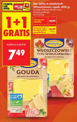 Biedronka Ser żółty w plastrach Gouda, Włoszczowski typu szwajcarskiego Włoszczowa oferta
