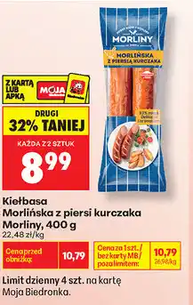 Biedronka Kiełbasa Morlińska z piersi kurczaka Morliny oferta