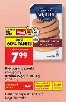 Biedronka Kiełbaski z szynki i cielęciny Kraina Wędlin oferta
