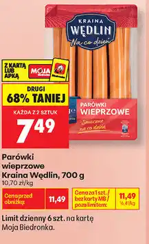 Biedronka Parówki wieprzowe Kraina Wędlin oferta