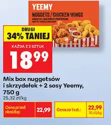 Biedronka Mix box nuggetsów i skrzydełek + 2 sosy Yeemy, 750 g oferta