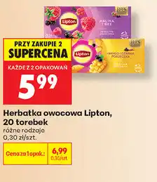 Biedronka Herbatka owocowa Lipton, 20 torebek, różne rodzaje oferta