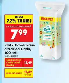 Biedronka Płatki bawełniane dla dzieci Dada, 100 szt oferta